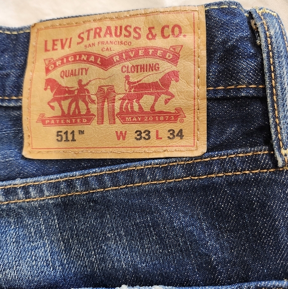 Levis 511 Ripped Straight Leg Jeans Mens Size 33 W 34 L - Picture 3 of 12